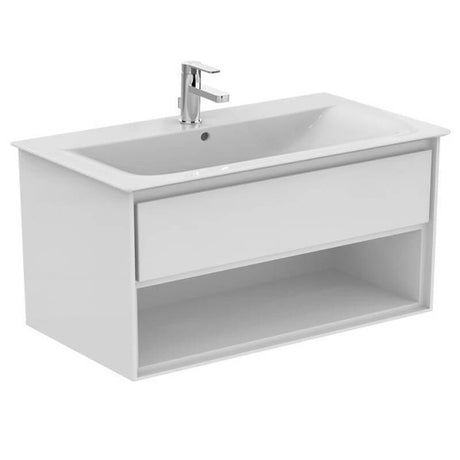 Ideal Standard Connect Air 1 Drawer Open Shelf Wall Hung Vanity Unit Only 1000mm - Gloss White / Matt White - E0828B2 - TAP 'N' SHOWER