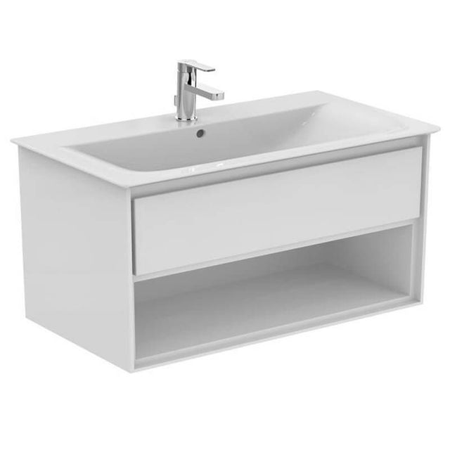 Ideal Standard Connect Air 1 Drawer Open Shelf Wall Hung Vanity Unit Only 1000mm - Gloss White / Matt White - E0828B2 - TAP 'N' SHOWER