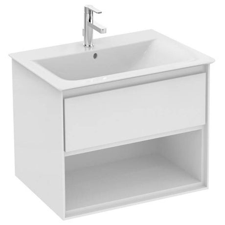 Ideal Standard Connect Air 1 Drawer Open Shelf Wall Hung Vanity Unit Only 600mm - Gloss White / Matt White - E0826B2 - TAP 'N' SHOWER