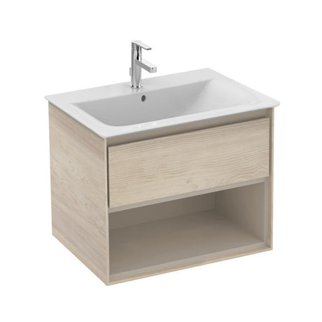 Ideal Standard Connect Air 1 Drawer Open Shelf Wall Hung Vanity Unit Only 600mm - Wood Light Brown/Matt Light Brown - E0826UK - TAP 'N' SHOWER