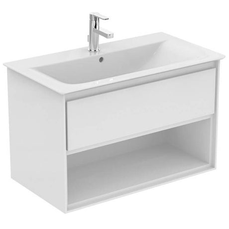 Ideal Standard Connect Air 1 Drawer Open Shelf Wall Hung Vanity Unit Only 800mm - Gloss White / Matt White - E0827B2 - TAP 'N' SHOWER