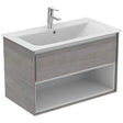 Ideal Standard Connect Air 1 Drawer Open Shelf Wall Hung Vanity Unit Only 800mm - Light Grey Wood / Matt White - E0827PS - TAP 'N' SHOWER