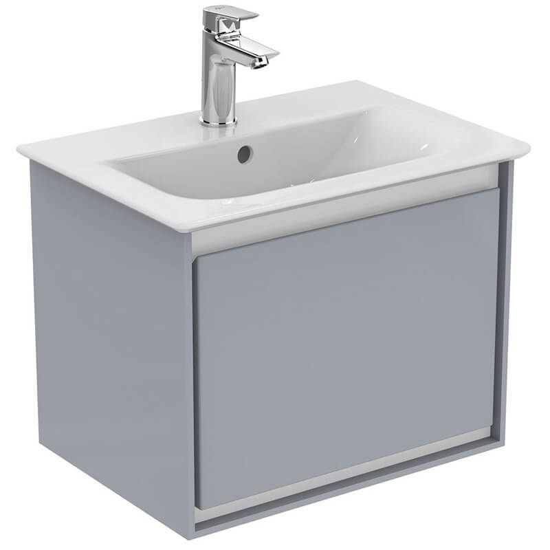 Ideal Standard Connect Air 1 Drawer Wall Hung Vanity Unit Only 500mm - Gloss Grey/Matt White - E0817EQ - TAP 'N' SHOWER