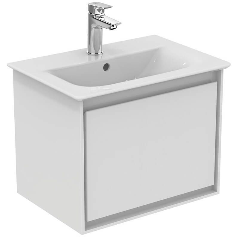 Ideal Standard Connect Air 1 Drawer Wall Hung Vanity Unit Only 500mm - Gloss White/Matt Grey - E0817KN - TAP 'N' SHOWER