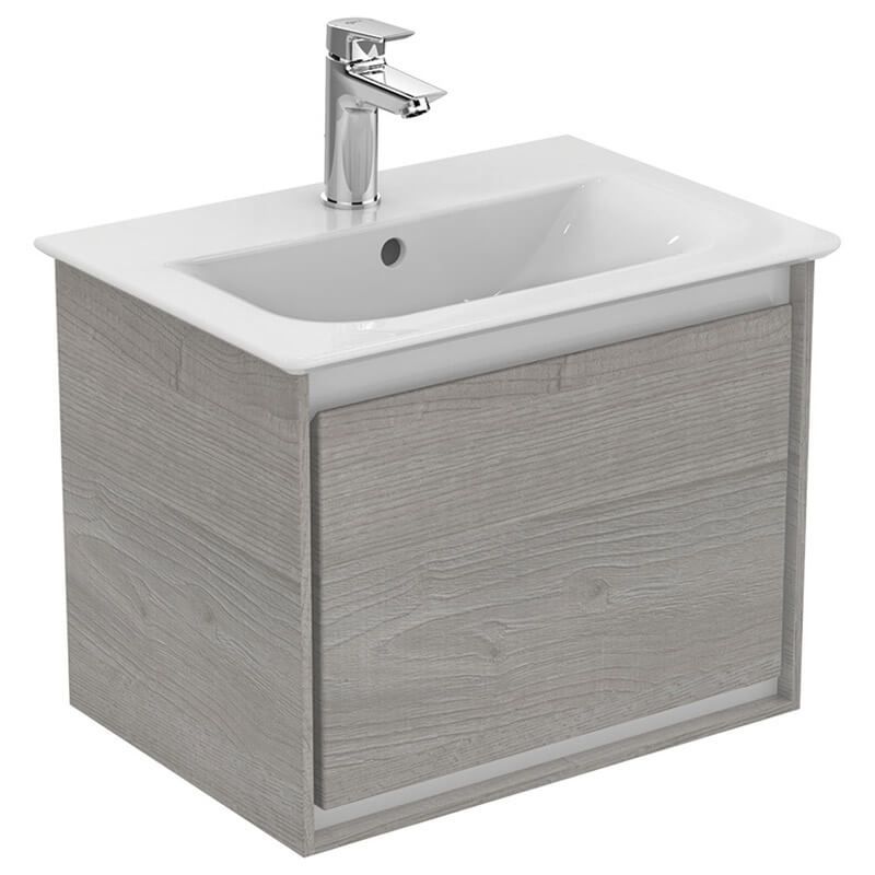 Ideal Standard Connect Air 1 Drawer Wall Hung Vanity Unit Only 500mm - Light Grey Wood/Matt White - E0817PS - TAP 'N' SHOWER