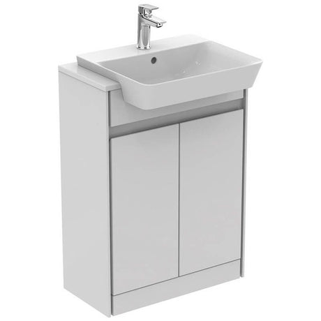 Ideal Standard Connect Air 2 Doors Floor Standing Semi Countertop Unit Only 600mm Wide - Gloss Grey / Matt White - E0837EQ - TAP 'N' SHOWER