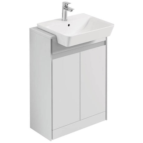 Ideal Standard Connect Air 2 Doors Floor Standing Semi Countertop Unit Only 600mm Wide - Gloss White / Matt Grey - E0837KN - TAP 'N' SHOWER