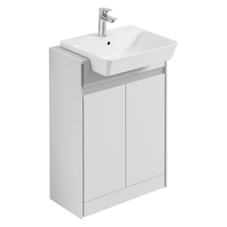 Ideal Standard Connect Air 2 Doors Floor Standing Semi Countertop Unit Only 600mm Wide - Gloss White / Matt White - E0837B2 - TAP 'N' SHOWER