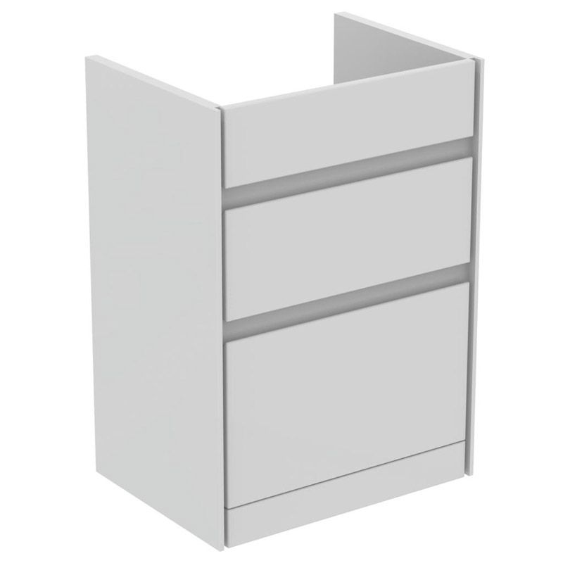 Ideal Standard Connect Air 2 Drawers Floor Standing Vanity Unit Only 600mm Wide - Gloss White / Matt Grey - E0836KN - TAP 'N' SHOWER
