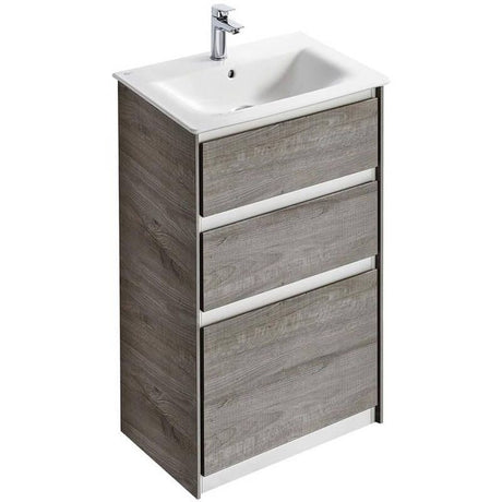Ideal Standard Connect Air 2 Drawers Floor Standing Vanity Unit Only 600mm Wide - Light Grey Wood / Matt White - E0836PS - TAP 'N' SHOWER