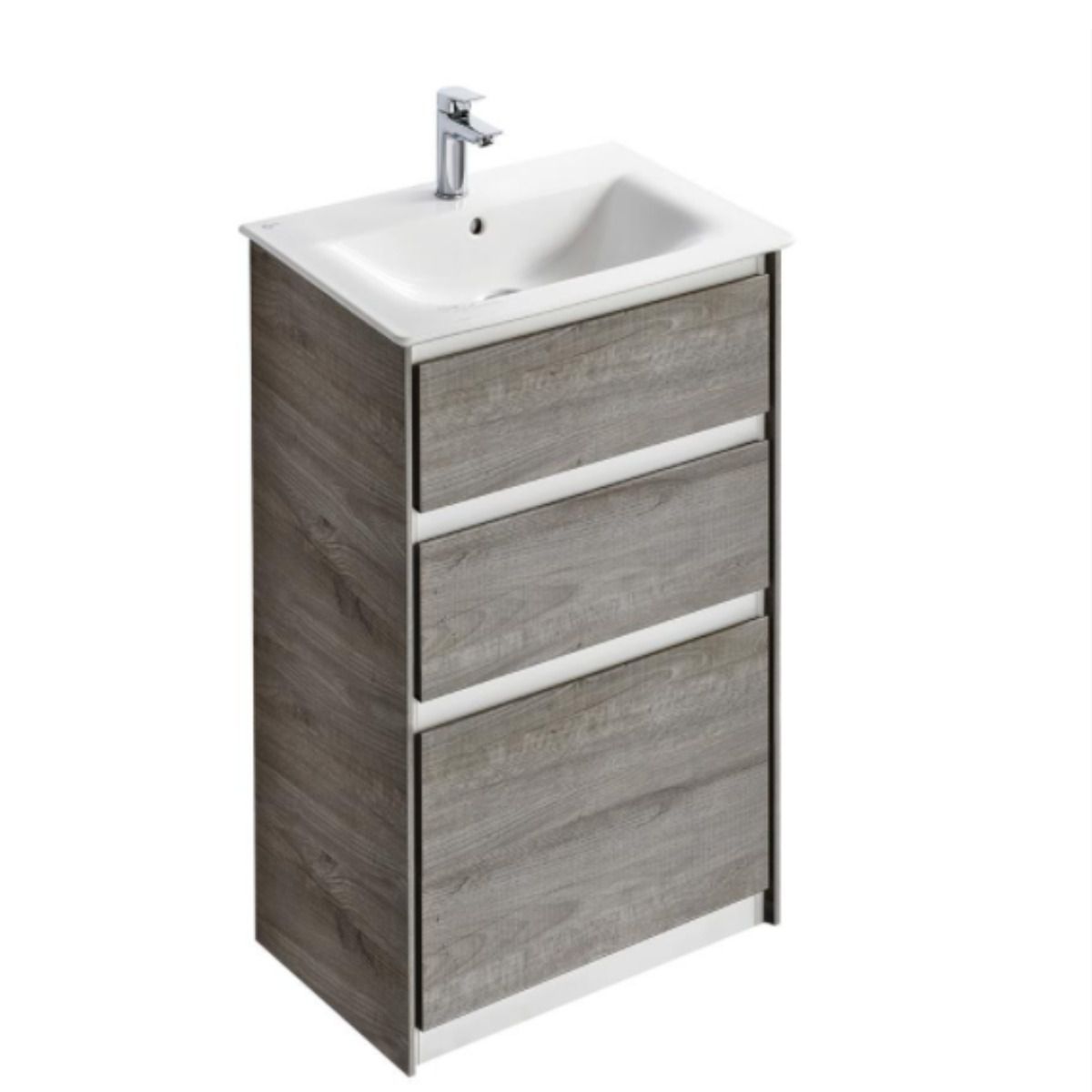 Ideal Standard Connect Air 2 Drawers Floor Standing Vanity Unit Only 600mm Wide - Matt Dark Brown / Matt White - E0836VY - TAP 'N' SHOWER