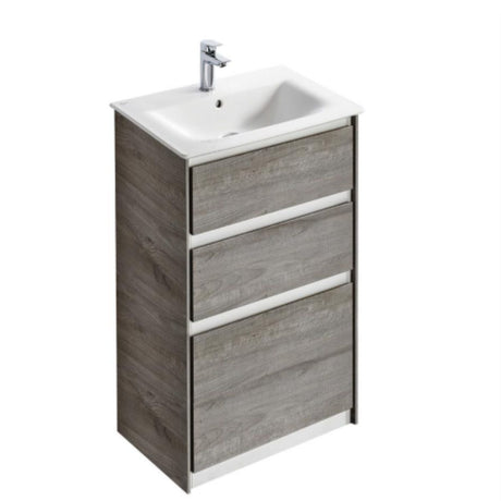 Ideal Standard Connect Air 2 Drawers Floor Standing Vanity Unit Only 600mm Wide - Matt Dark Brown / Matt White - E0836VY - TAP 'N' SHOWER