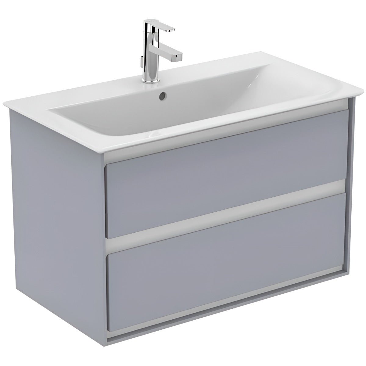 Ideal Standard Connect Air 2 Drawers Wall Hung Vanity Unit Only 1000mm - Gloss Grey/Matt White - E0821EQ - TAP 'N' SHOWER