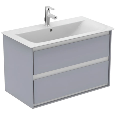 Ideal Standard Connect Air 2 Drawers Wall Hung Vanity Unit Only 1000mm - Gloss Grey/Matt White - E0821EQ - TAP 'N' SHOWER