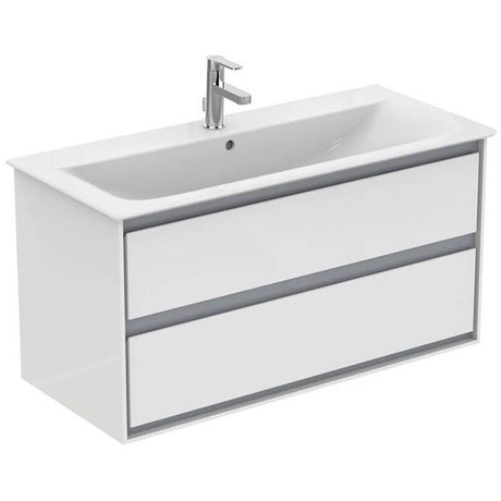 Ideal Standard Connect Air 2 Drawers Wall Hung Vanity Unit Only 1000mm - Gloss White/matt Grey - E0821KN - TAP 'N' SHOWER