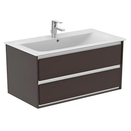 Ideal Standard Connect Air 2 Drawers Wall Hung Vanity Unit Only 1000mm - Matt Dark Brown/Matt White - E0821VY - TAP 'N' SHOWER