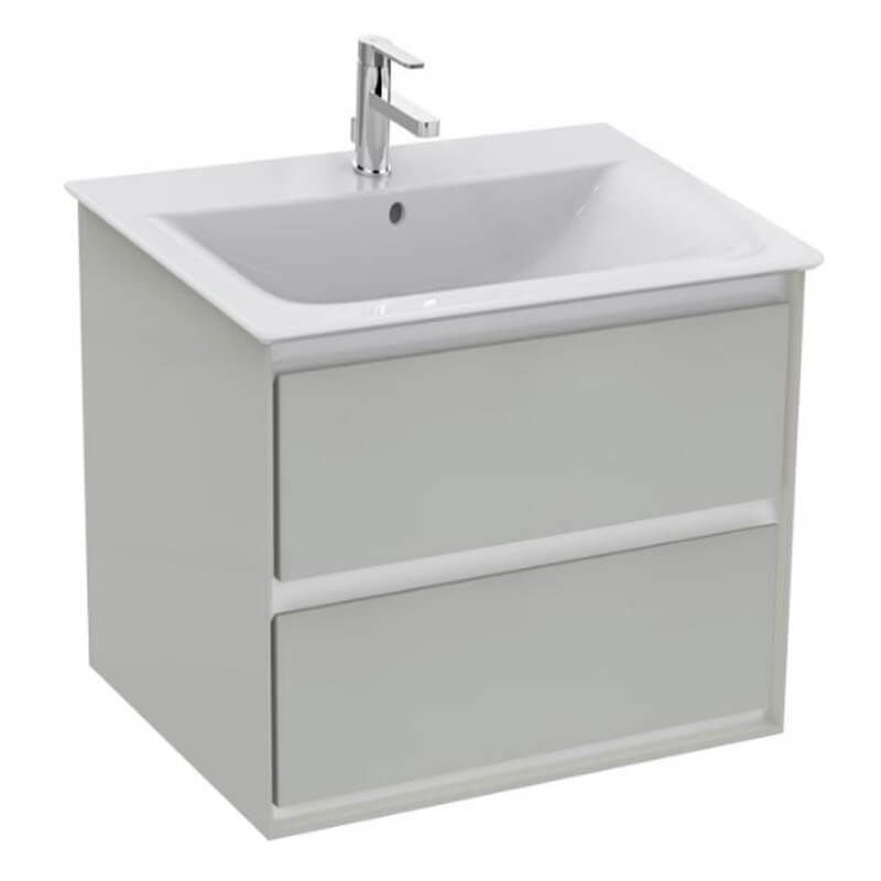 Ideal Standard Connect Air 2 Drawers Wall Hung Vanity Unit Only 600mm - Gloss Grey/Matt White - E0818EQ - TAP 'N' SHOWER