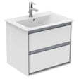 Ideal Standard Connect Air 2 Drawers Wall Hung Vanity Unit Only 600mm - Gloss White/matt Grey - E0818KN - TAP 'N' SHOWER