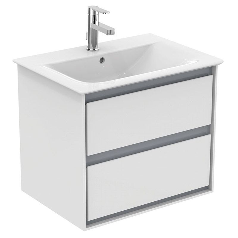 Ideal Standard Connect Air 2 Drawers Wall Hung Vanity Unit Only 600mm - Gloss White/matt Grey - E0818KN - TAP 'N' SHOWER