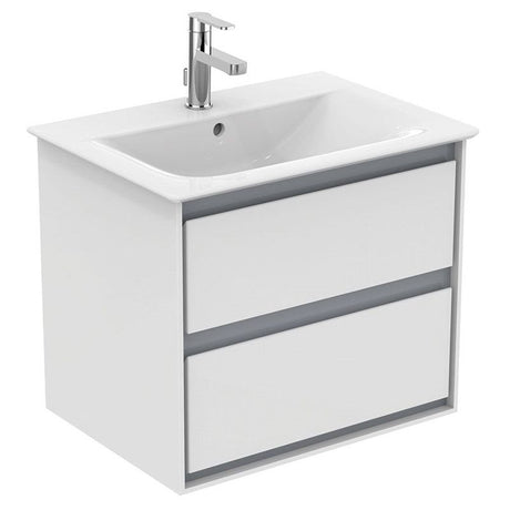 Ideal Standard Connect Air 2 Drawers Wall Hung Vanity Unit Only 600mm - Gloss White/matt Grey - E0818KN - TAP 'N' SHOWER