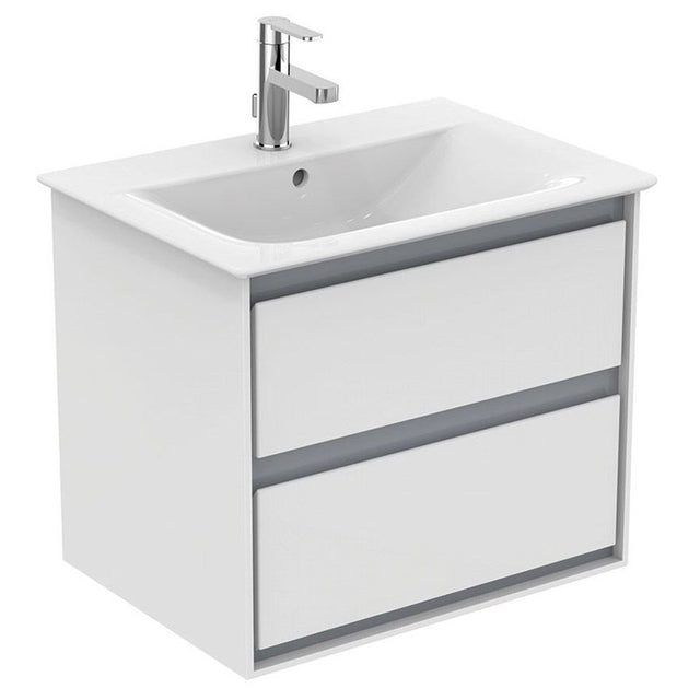 Ideal Standard Connect Air 2 Drawers Wall Hung Vanity Unit Only 600mm - Gloss White/matt Grey - E0818KN - TAP 'N' SHOWER