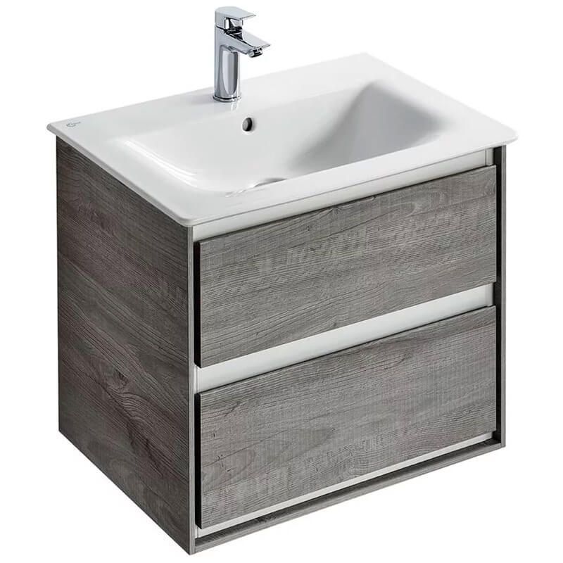 Ideal Standard Connect Air 2 Drawers Wall Hung Vanity Unit Only 600mm - Light Grey Wood/matt White - E0818PS - TAP 'N' SHOWER