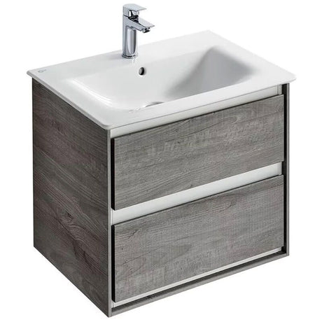 Ideal Standard Connect Air 2 Drawers Wall Hung Vanity Unit Only 600mm - Light Grey Wood/matt White - E0818PS - TAP 'N' SHOWER