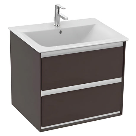 Ideal Standard Connect Air 2 Drawers Wall Hung Vanity Unit Only 600mm - Matt Dark Brown/Matt White - E0818VY - TAP 'N' SHOWER