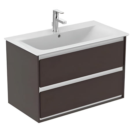 Ideal Standard Connect Air 2 Drawers Wall Hung Vanity Unit Only 800mm - Matt Dark Brown/matt White - E0819VY - TAP 'N' SHOWER