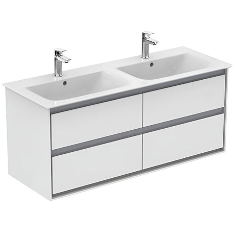 Ideal Standard Connect Air 4 Drawers Wall Hung Vanity Unit Only 1200mm - Gloss White / Matt Grey - E0822KN - TAP 'N' SHOWER