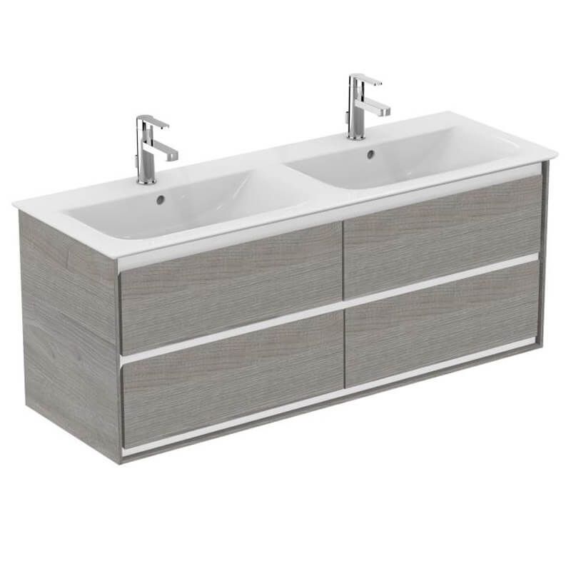 Ideal Standard Connect Air 4 Drawers Wall Hung Vanity Unit Only 1200mm - Light Grey Wood / Matt White - E0822PS - TAP 'N' SHOWER