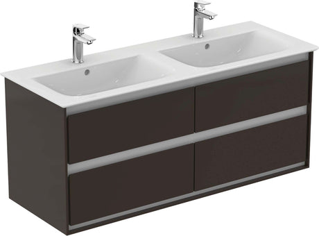 Ideal Standard Connect Air 4 Drawers Wall Hung Vanity Unit Only 1200mm - Matt Dark Brown / Matt White - E0822VY - TAP 'N' SHOWER