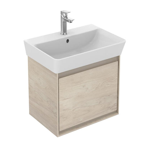 Ideal Standard Connect Air Cube 1 Drawer Wall Hung Vanity Unit Only 500mm Wide - Light Brown Wood / Matt Light Brown - E0842UK - TAP 'N' SHOWER