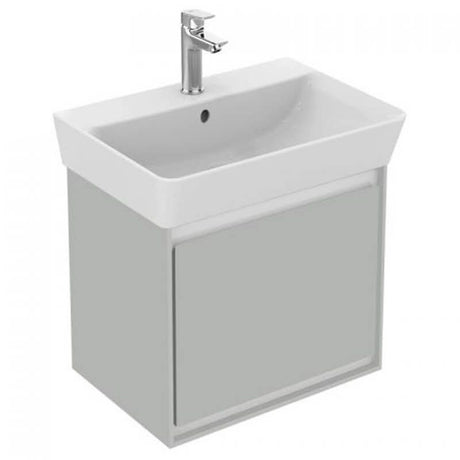Ideal Standard Connect Air Cube 1 Drawer Wall Hung Vanity Unit Only 550mm Wide; Gloss Grey / Matt White - E0844EQ - TAP 'N' SHOWER