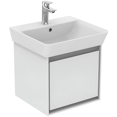Ideal Standard Connect Air Cube 1 Drawer Wall Hung Vanity Unit Only 550mm Wide - Gloss White / Matt Grey - E0844KN - TAP 'N' SHOWER