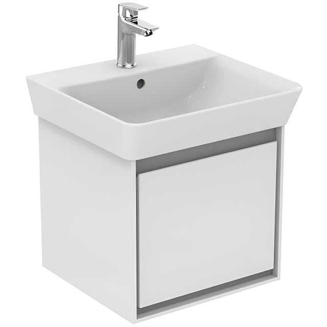 Ideal Standard Connect Air Cube 1 Drawer Wall Hung Vanity Unit Only 550mm Wide - Gloss White / Matt Grey - E0844KN - TAP 'N' SHOWER