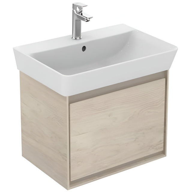 Ideal Standard Connect Air Cube 1 Drawer Wall Hung Vanity Unit Only 550mm Wide - Light Brown Wood / Matt Light Brown - E0844UK - TAP 'N' SHOWER