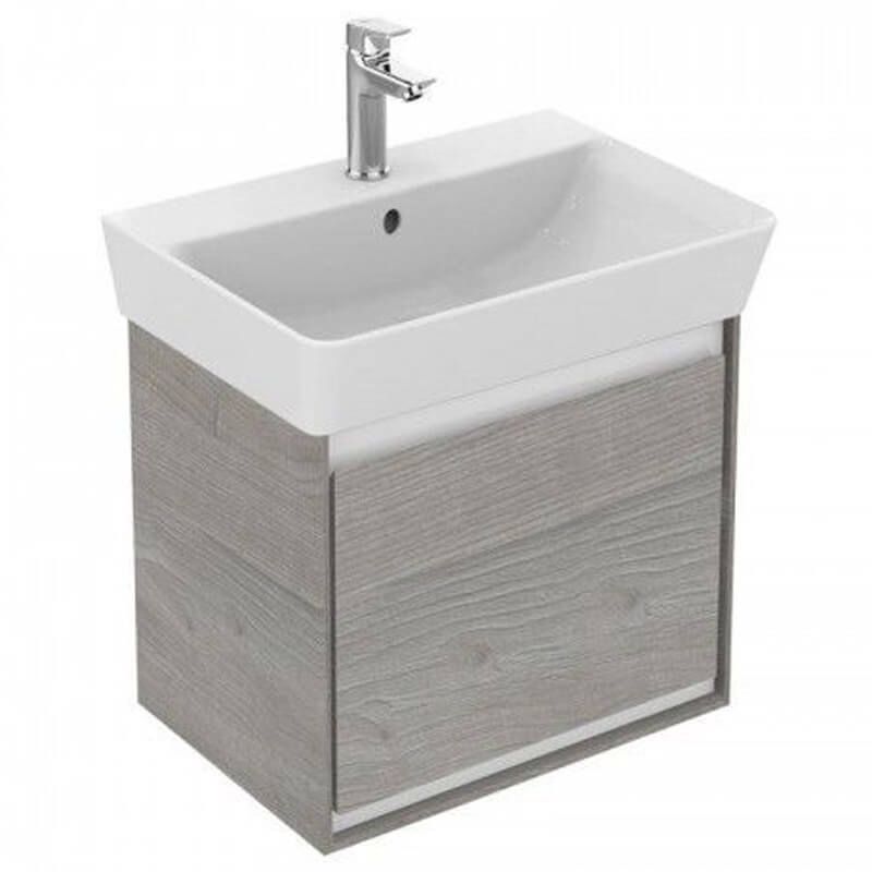 Ideal Standard Connect Air Cube 1 Drawer Wall Hung Vanity Unit Only 550mm Wide - Light Grey Wood / Matt White - E0844PS - TAP 'N' SHOWER