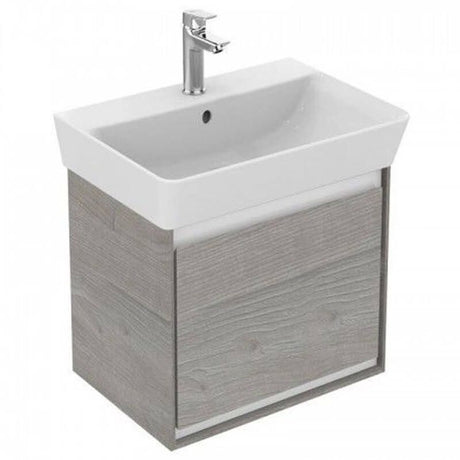 Ideal Standard Connect Air Cube 1 Drawer Wall Hung Vanity Unit Only 550mm Wide - Light Grey Wood / Matt White - E0844PS - TAP 'N' SHOWER