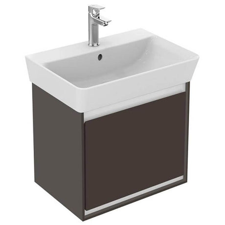 Ideal Standard Connect Air Cube 1 Drawer Wall Hung Vanity Unit Only 550mm Wide - Matt Dark Brown / Matt White - E0844VY - TAP 'N' SHOWER