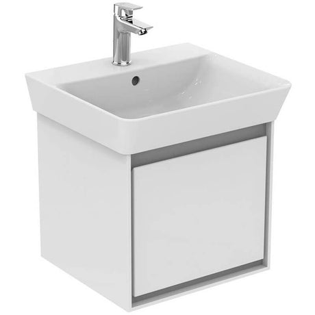 Ideal Standard Connect Air Cube 1 Drawer Wall Hung Vanity Unit Only 600mm Wide - Gloss White / Matt Grey - E0846KN - TAP 'N' SHOWER
