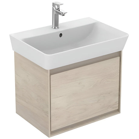 Ideal Standard Connect Air Cube 1 Drawer Wall Hung Vanity Unit Only 600mm Wide - Light Brown Wood / Matt Light Brown - E0846UK - TAP 'N' SHOWER