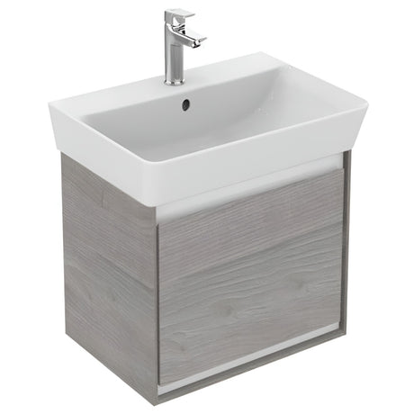 Ideal Standard Connect Air Cube 1 Drawer Wall Hung Vanity Unit Only 600mm Wide - Light Grey Wood / Matt White - E0846PS - TAP 'N' SHOWER