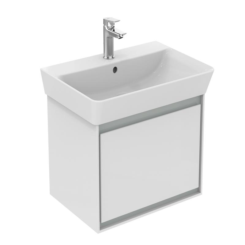 Ideal Standard Connect Air Cube 1 DrawerWall Hung Vanity Unit Only 500mm Wide - Gloss White / Matt Grey - E0842KN - TAP 'N' SHOWER
