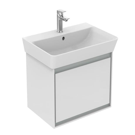 Ideal Standard Connect Air Cube 1 DrawerWall Hung Vanity Unit Only 500mm Wide - Gloss White / Matt Grey - E0842KN - TAP 'N' SHOWER