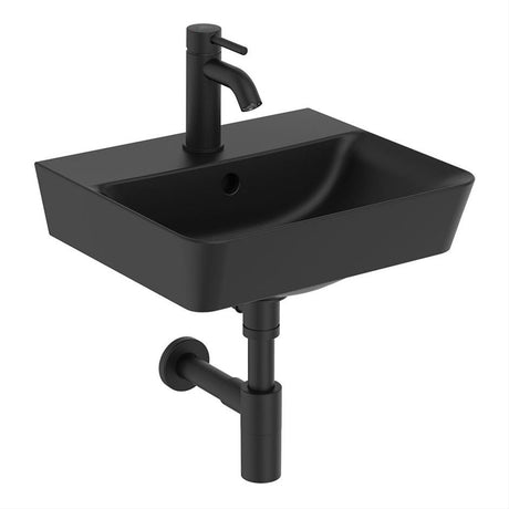 Ideal Standard Connect Air Cube Handrinse Basin 1 Taphole With Overflow 40cm - Silk Black - E0307V3