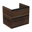 Ideal Standard Connect Air Wall Hung Basin Unit W/ 2 Drawers 600mm X 440mm X 515mm - Walnut - R0473NE - TAP 'N' SHOWER