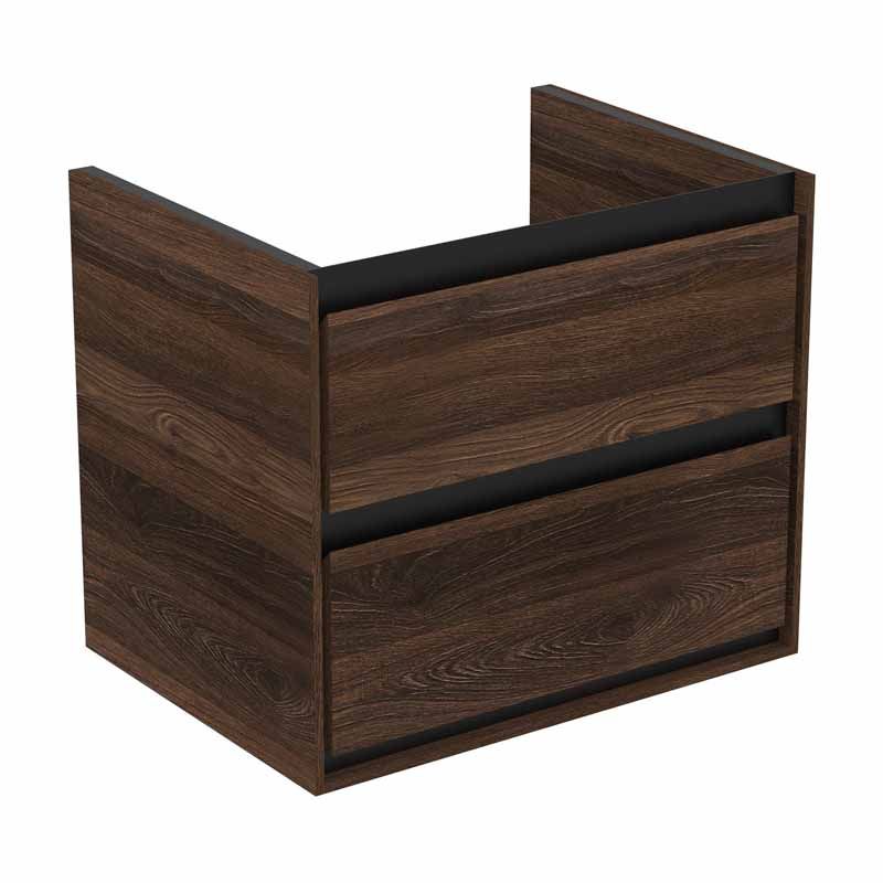 Ideal Standard Connect Air Wall Hung Basin Unit W/ 2 Drawers 600mm X 440mm X 515mm - Walnut - R0473NE - TAP 'N' SHOWER
