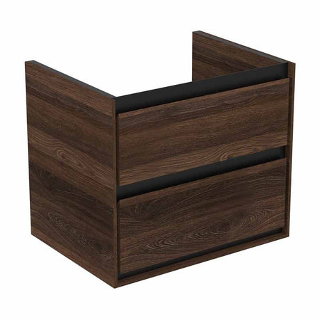 Ideal Standard Connect Air Wall Hung Basin Unit W/ 2 Drawers 600mm X 440mm X 515mm - Walnut - R0473NE - TAP 'N' SHOWER