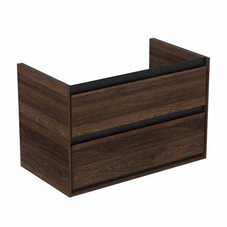 Ideal Standard Connect Air Wall Hung Basin Unit W/ 2 Drawers 800mm X 440mm X 515mm - Walnut - R0474NE - TAP 'N' SHOWER